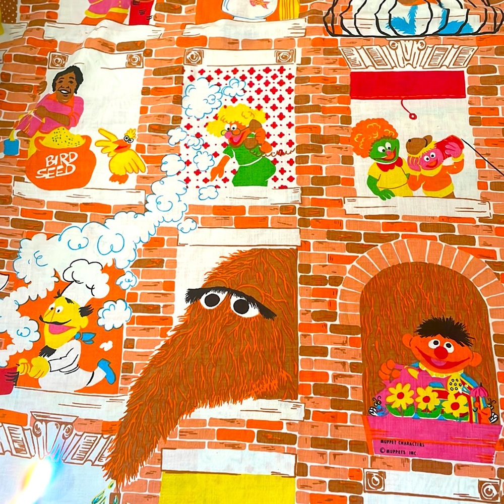 Vintage Sesame Street single - twin flat sheet 70s